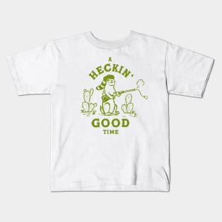 A Heckin' Good Time: Funny Western Prairie Dog Art Kids T-Shirt